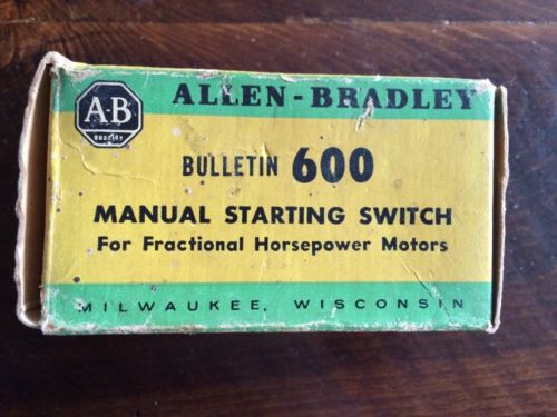 ALLEN BRADLEY MANUAL STARTING SWITCH 600-TAX109 BULLETIN 600 - NOS