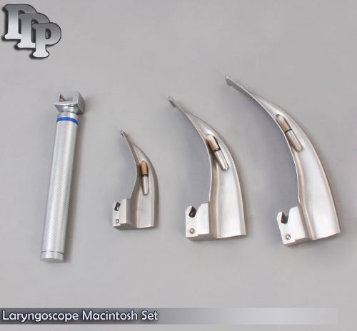 LARYNGOSCOPE SMALL HANDLE AA + 3 MACINTOSH BLADE #1 + 3 + 4 ENT ANESTHESIA SET