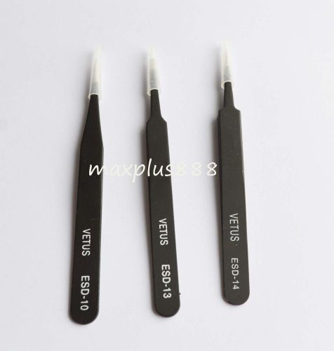 ESD-10+ESD-13+ESD-14 Tweezers VETUS selected professional Tools HRC40° New