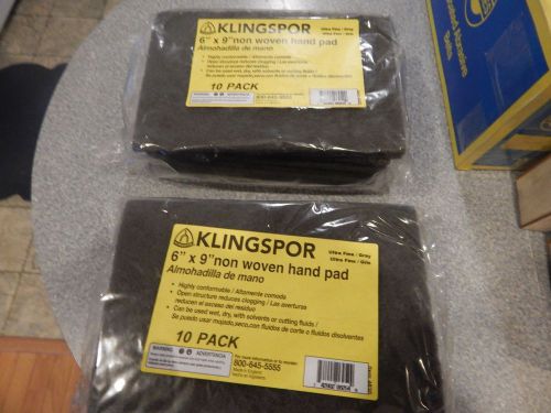 &#034;KLINGSPOR&#034;  6&#034; x 9&#034; Non Woven Hand Pad( Ultra Fine/Gray) lot of 20 Pcs