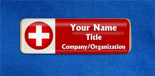 Red cross custom personalized name tag badge id medical nurse red first aider for sale