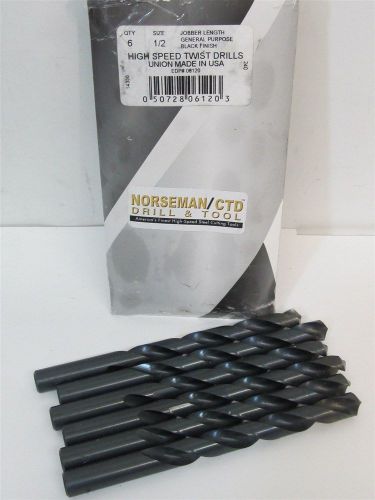 Norseman Drill &amp; Tool 06120, 1/2&#034;, HSS, Jobber Length Drill Bit - 6 each