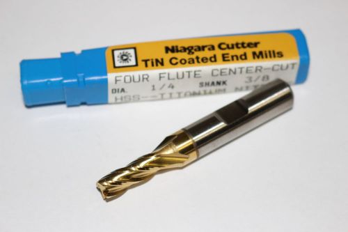 new NIAGARA CUTTER 1/4&#034; x 3/8&#034; x 5/8&#034; x 2-7/16&#034; SE 4FL CC TiN HSS End Mill 40080