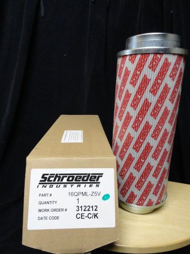 SCHROEDER ~ HYDRAULIC FILTER ELEMENT ~ PART # 16QPML-Z5V ~ NEW