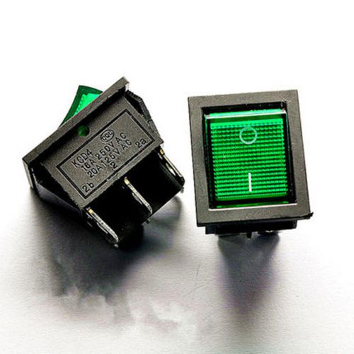 5PCS 2 files 6 Pin Large-scale rocker switch power switch 16A 250V Green LED