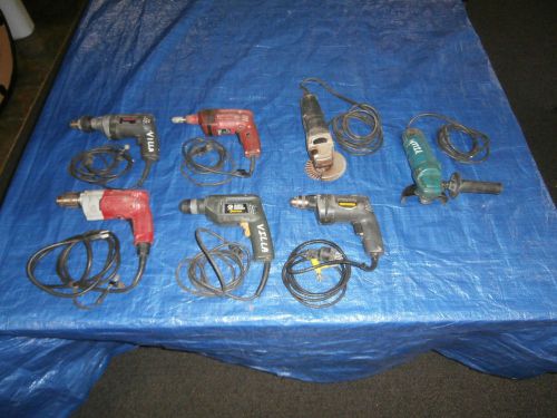 7 DIFFERENT POWER TOOLS--HAMMER DRILL--SCREW GUN--GRINDERS--DRILLS