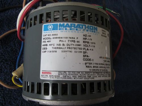 MARATHON ELECTRIC MOTOR 1/3HP Model 48A11O1769 Cat NO X002