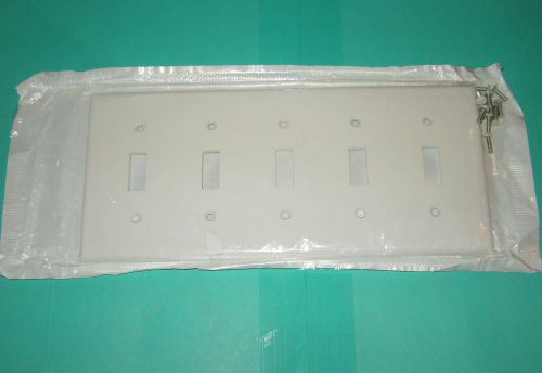 5 GANG TOGGLE WHITE PLASTIC LIGHT SWITCH WALLPLATE W/ SCREWS LEVITON 88023 NEW