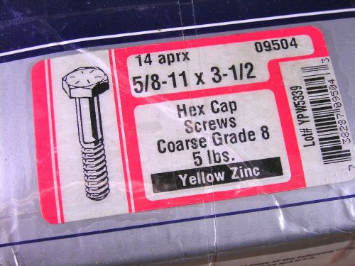 MIDWEST #09504 5/8 -11X3 1/2 HEX SCREWS COARSE GRADE 8 YELLOW ZINC-  14 COUNT