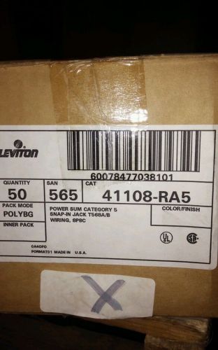 Leviton 41108-RA5 POWER SUM CAT5 SNAP IN JACK LOT OF 50