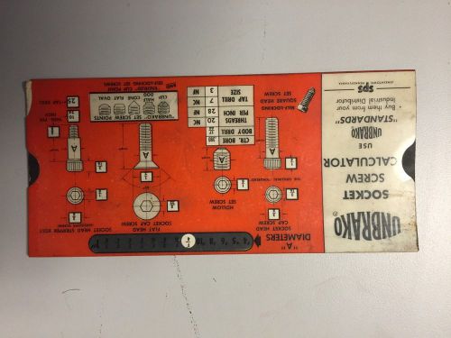 Vintage Unbrako Machinist Socket Screw Slide Calculator &amp; Decimal Equivalents