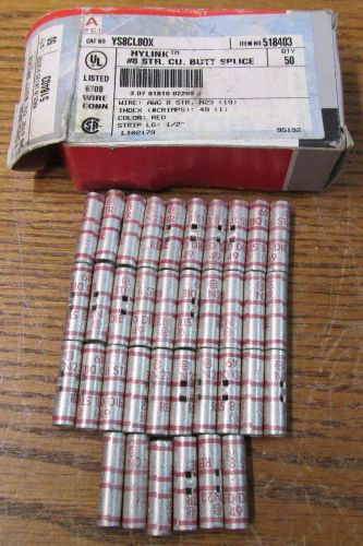 NEW NOS LOT OF 36 Burndy YS8CLBOX Butt Splice #8 Str. CU.