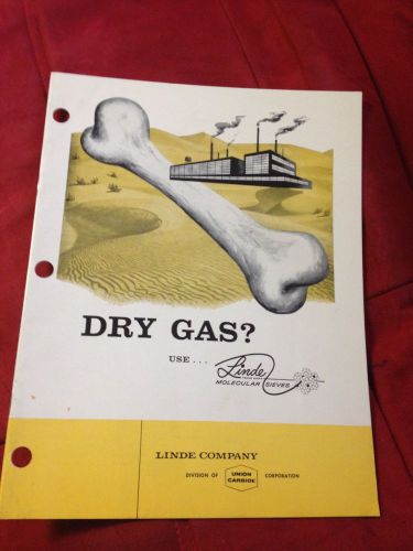 VINTAGE DRY GAS LINDE COMPANY MOLECULAR SIEVES UNION CARBIDE BROCHURE