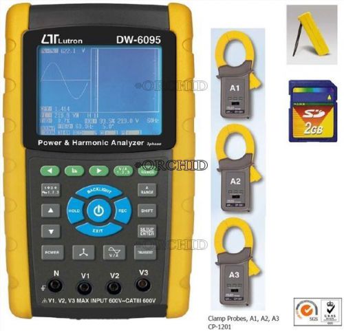 DW-6095 3 Phase Power Analyzer SD Card Real Time Data Recorder w/Harmonic Tester