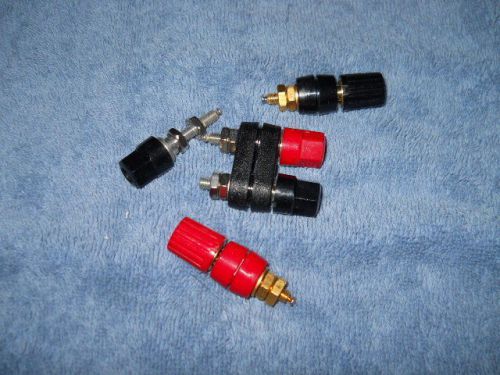 4) Insulated Panel Mount Banana Jacks, Red &amp; Black, Bining Posts w/ Spacer