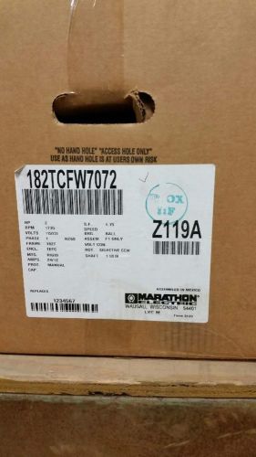 Marathon electric motor z119a 182tcfw7072 2 hp 4 pole 182t frame 1 phase 1800rpm for sale