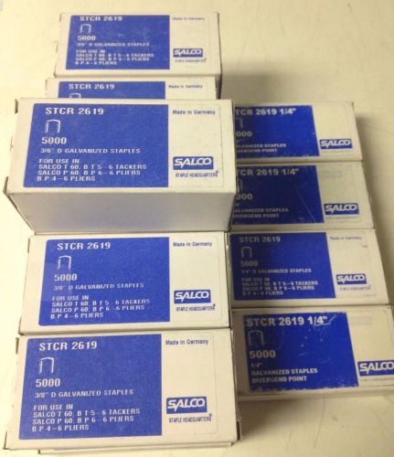 LOT OF 15 SALCO STAPLES STCR 2619 11 - 3/8 D GALVANIZED 4 - 1/4 GALVANIZED 5000