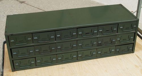 Vintage Green Industrial 18 Drawer 34&#034; Parts Cabinet Machine Age Steampunk NICE