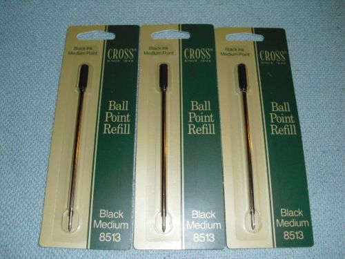 Lot of 3 Cross ball point refills black medium # 8513