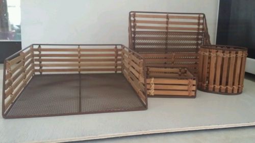 RATAN AND WIRE 4 PIECE DESK SET