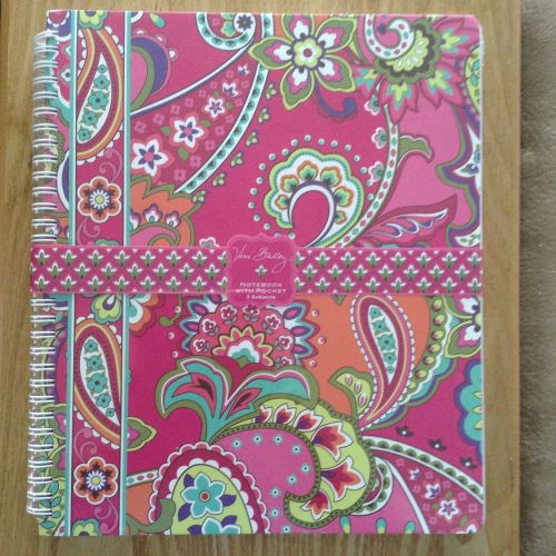 NWT Vera Bradley ** PINK SWIRLS** 3-Subject Notebook W/ Pocket , NEW in PACKAGE!