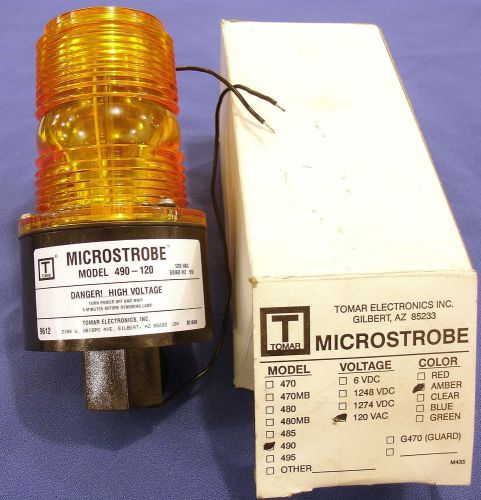 TOMAR 490s-120 MICROSTROBE STROBE LIGHT BEACON SAFETY AMBER LAMP 120V-AC B344388