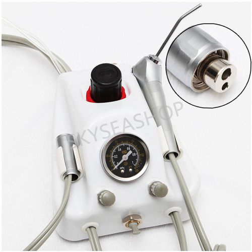 Portable Dental Lab Turbine Unit Work w/ Compressor Syringe Handpiece 2 Holes