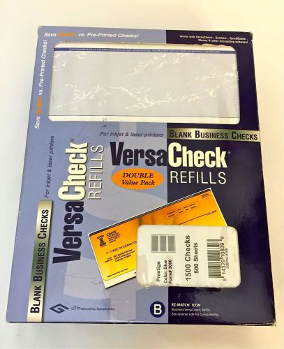 VERSACHECK REFILLS / 1500 BLANK CHECKS / 500 SHEETS / PRESTIGE FORM #3000 / BLUE