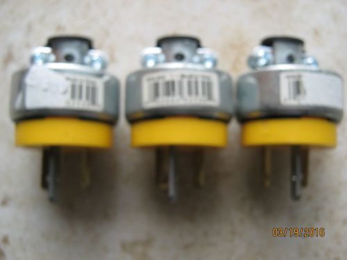 New Lot of 3 Cooper 20A 125-250V Vinyl Armored Plug 2836 Box 3 Prong 10-20P