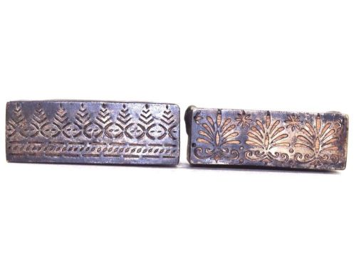 1900s two antique traditional hand made brass print block for emboss design #229 for sale