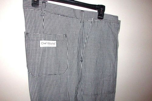 Chef&#039;s Works Designer Chef&#039;s Clothing Black/White Check 54W/34L