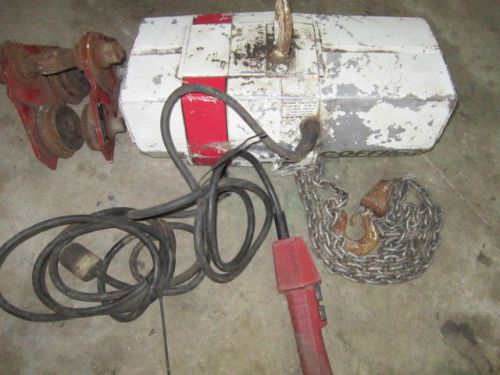 1 TON COFFING CHAIN OVERHEAD HOIST w REMOTE 12ft Travel