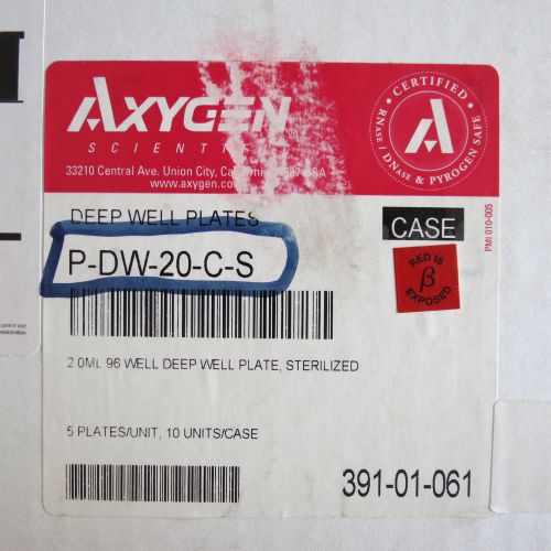 Case/50 corning axygen 96 deep well 2ml microplates # pdw-20-c-s for sale