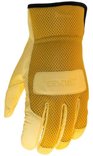 Cestus Yellow EZ Landscape Utility Work Goatskin Leather Driver Duty Glove L