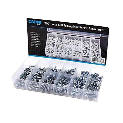 Capri Tools 10024 Hex Self Tapping Screw Assortment, 200-Piece