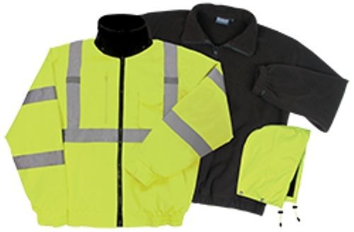 Class 3 ANSI Rated Winter Bomber Jacket Hi VIZ Yellow 3-1 W510 By ERB Fast SHIP!