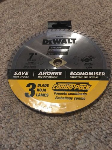 New DeWalt 3-Pack DW4712B3 7&#034; High Performance Diamond Masonry Wet/Dry Blades