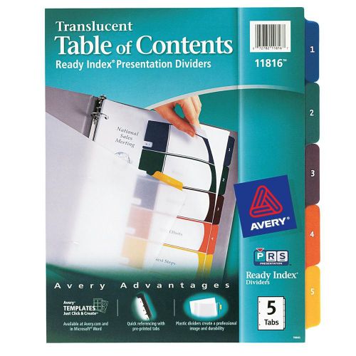 Avery Ready Index Translucent Table Of Contents Divider 5-Tab Multicolor 11816