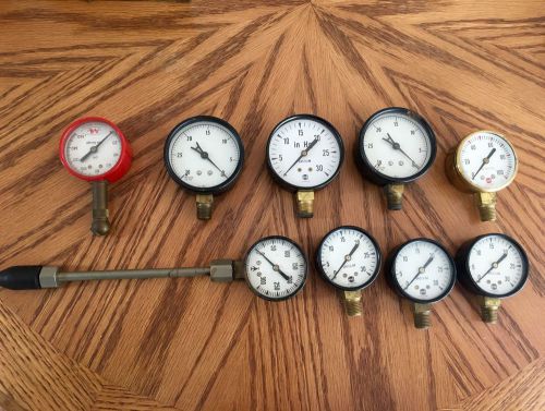 Vintage Mixed Lot 9 Industrial Pressure Gauges Steampunk USG Ashcroft Accugage