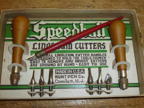 Vintage SPEEDBALL LINOLEUM CUTTERS ASSORTMENT No. 2 IN ORIG BOX  2 Handles