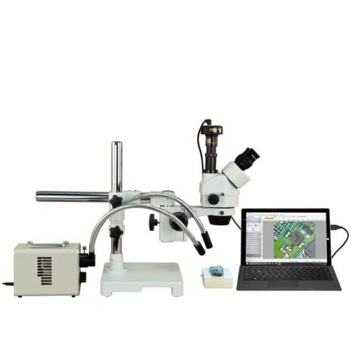 Omax 2.1x-225x 5mp digital zoom stereo boom microscope+20w led gooseneck lights for sale