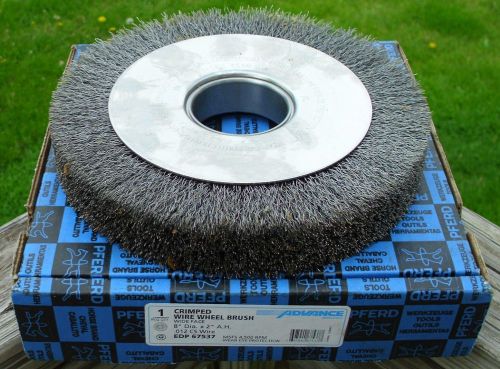 Crimped Wire Wheel Brush Wide Face 8&#034; Dia 2&#034; Arbor Hole 0.012 CS Wire EDP 67537