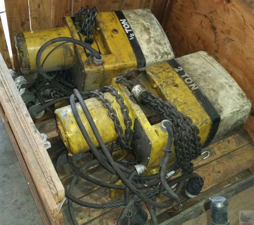 Lot of 2 Yale KEL Electric Chain Hoist Lifts 2 Ton &amp; 1/2 Ton