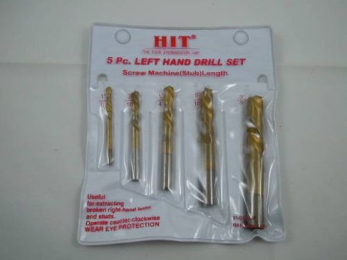 HIT TOOLS USA 5PC LEFT HAND DRILL BIT SET - SCREW MACHINE(STUB)LENGTH  FREE SHIP