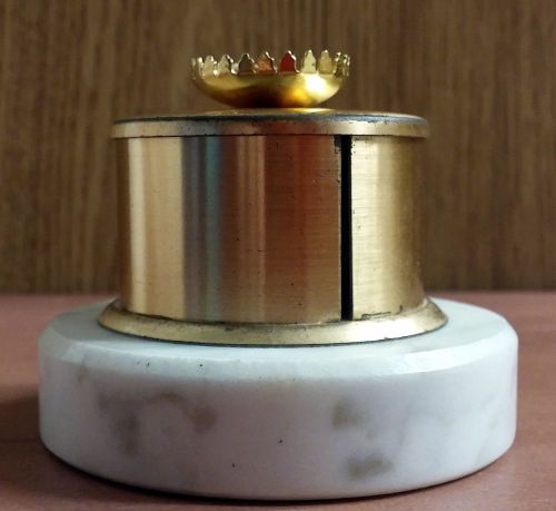 Vintage Rico Brass &amp; Marble Stamp Holder &amp; Dispenser (for roll of stamps)