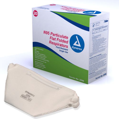 N95 Particulate Respirator Mask - flat (20/box) by Dynarex # 2296