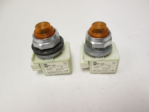 Lot of 2 Square D 9001-KM35 Pilot Lights 24VAC/DC 80mA Amber