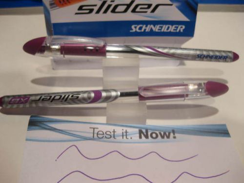 2 SCHNEIDER SLIDER VISCOGLIDE PURPLE PENS-SMOOTH WRITING, QUICK DRYING-XB 1.4MM