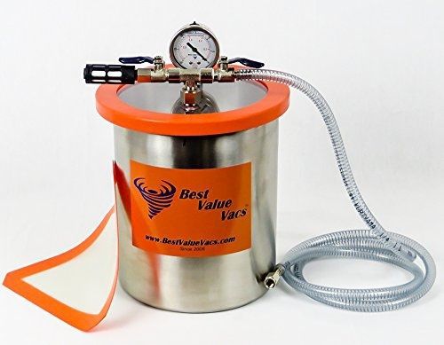 BestValueVacs 1.5 Gallon Tall Stainless Steel Vacuum Chamber to Degass