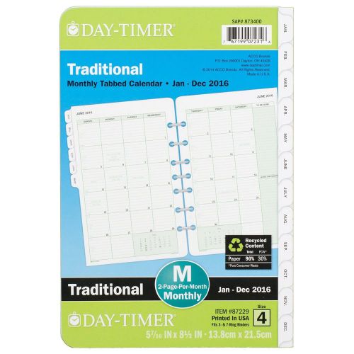 2016 Organizer Day-Timer 2-Page/Month Refill 12 Months Planning Calendar Planner